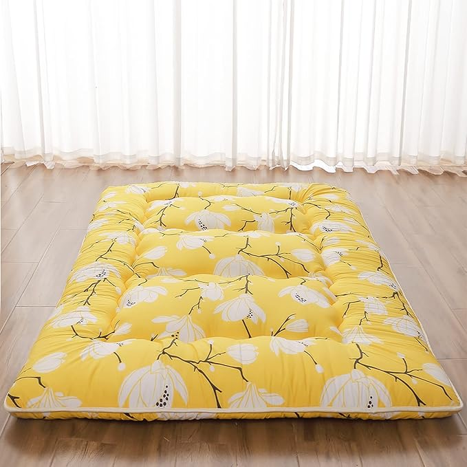 Japanese Floor Mattress, Futon Mattress with Portable Storage Bag and Washabl...