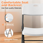 VTOY Heavy Duty Folding Chairs, 450 lbs Capacity Stackable Plastic Chairs, Durable & Comfortable for Indoor Outdoor, Wedding, Party, Patio, Office (White 2 Pack)