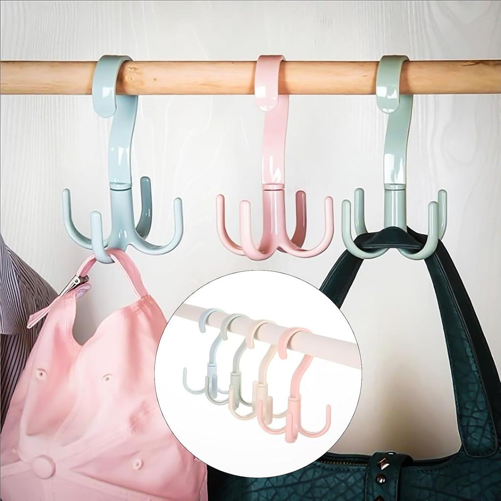 360° Rotating Four-Claw Hanger Hook for Closet Multi-Purpose Space-Saving Organizer for Bags Belts Hats and Accessories
