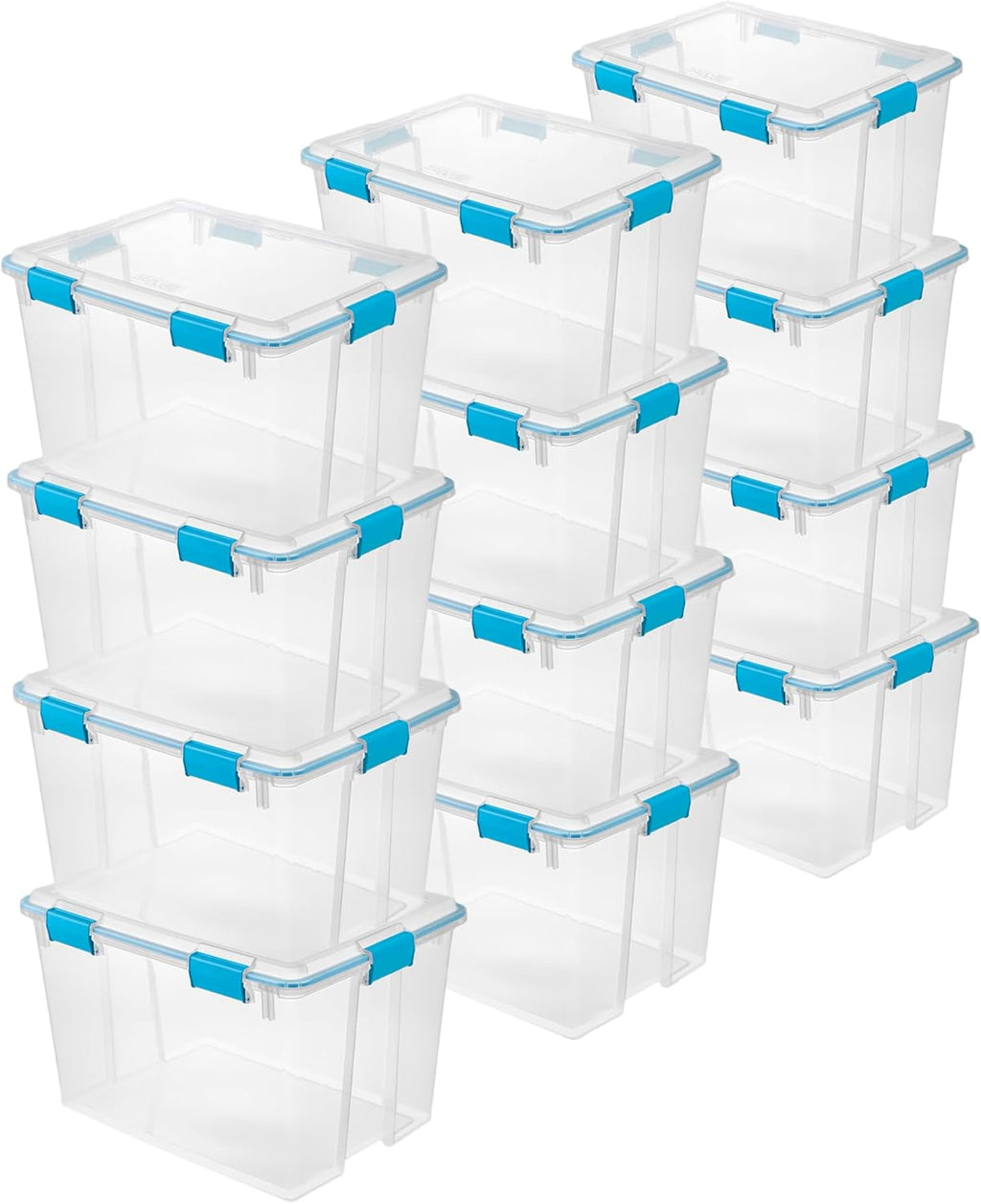 Sterilite 12-Pack Gasket Box, Weather-Resistant Storage Bins with Latching Lids, 80 Quart - Heavy-Duty Organizing Containers for Closet, Bathroom, and Office