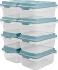 Hefty HI-RISE 18 Qt Plastic Storage Bins with Lids, 8 Pack Clear Stackable Containers with Secure Latching Handles, Under Bed Storage Boxes for Clothes, Shoes, Toys, Closet Organization
