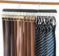 2 Pack Belt Hanger for Closet Organizer,Wooden Belt Storage Organizer with 20 Metal Hooks for Space Saving,Foldable Belts Holder for Belts,Tank Tops,Ties(Black)