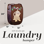 Handy Laundry Collapsible Mesh Pop Up Hamper with Wide Opening and Side Pocket - Breathable, Sturdy, Foldable, and Space-Saving Design for Clothes and Storage (Monkey)