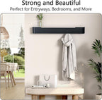 Coat Rack Wall Mount with Hidden Hooks Modern Key Holder Wood Entryway Hook with Shelf for Bedroom Kitchen Hallway Bathroom Designed for Hanging Coats Hats Bags Towels Dog Leashe(Black,8 Hooks)