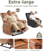 GarveeHome Oversized Wide Recliner Chair - Heat and Massage, PU Leather Extra Wide Manual Recliner for Adults, Large Lazy Chair with 1.5X Sponge Comfort Arm and Back for Living Room, Bedroom