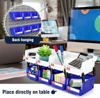 Pe&Hui Storage Organizer Bins,Wall Mount Storage Parts Rack,Stackable Shop Tool Bins for store Screws,Small Parts,Office Supplies and other Accessories (8Pack Blue&White) …