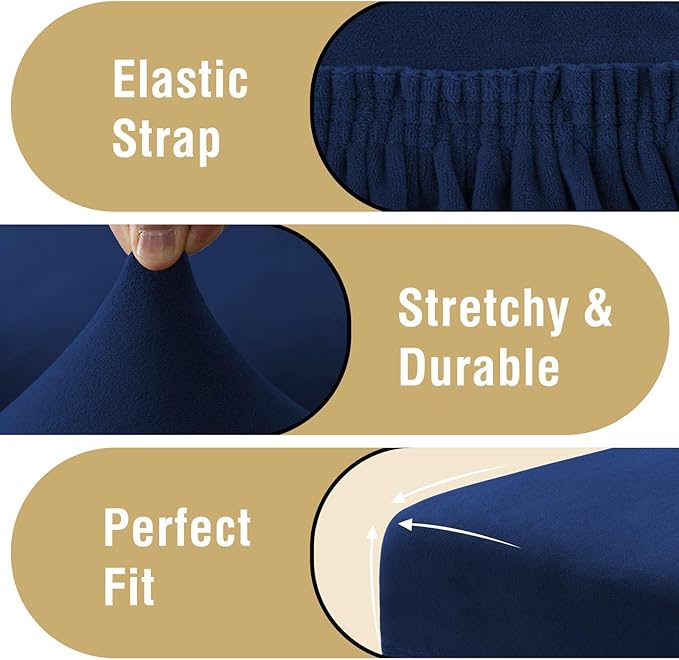 H.VERSAILTEX Velvet Dining Chair Covers Stretch Chair Covers for Dining Room Set of 6 Parson Chair Slipcovers Chair Protectors Covers Dining, Soft Thick Solid Velvet Fabric Washable, Navy