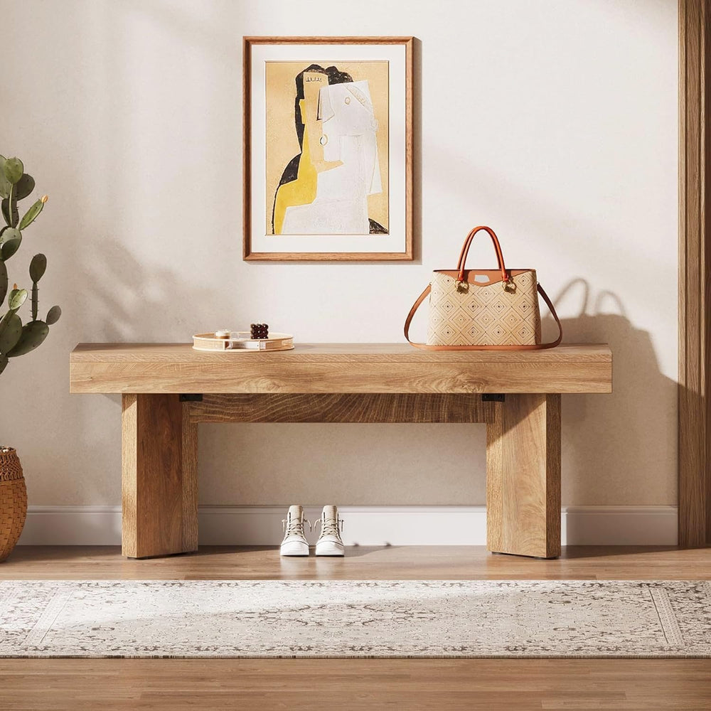 Tribesigns Wooden Entryway Bench, 47" Farmhouse Indoor End of Bed Bench,...