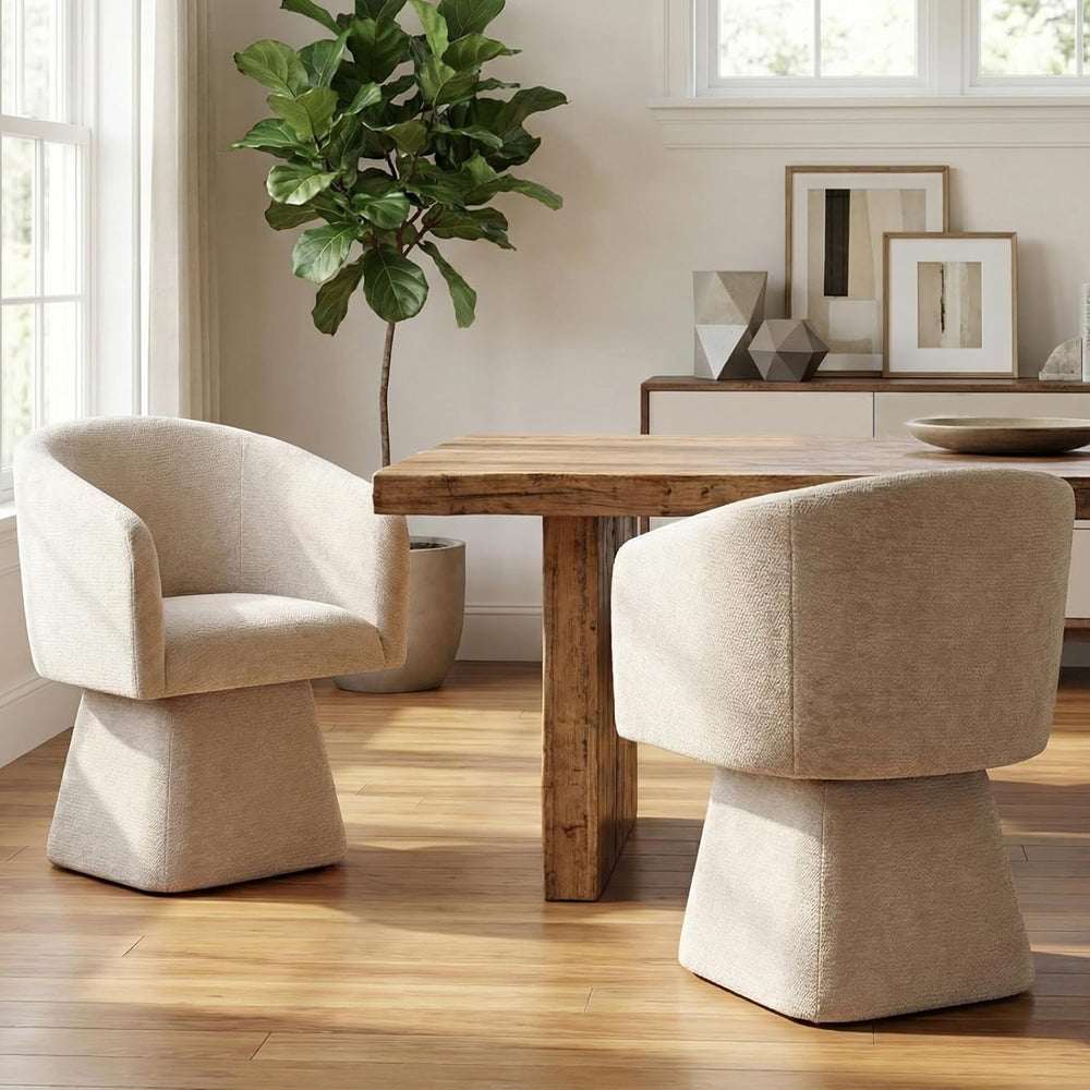 VKNOW Upholstered Swivel Dining Chairs Set of 2, Modern Dining Room Chairs wi...