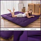 MAXYOYO Japanese Floor Mattress Futon Mattress, 4" Thicken Tatami Mat Sleeping Pad Foldable Roll Up Mat Boys Girls Dormitory Pad Kids Floor Lounger Pillow Bed, Charcoal Grey, Queen Size