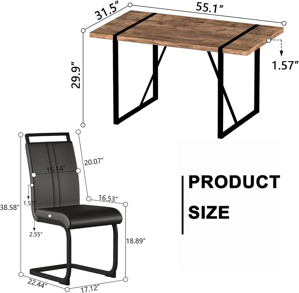 Modern Dining Table Set for 4, Wooden Kitchen Table and Chairs Set,5 Piece Di...