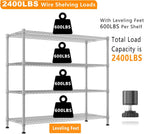 Himimi 72" H Storage Shelves 4 Tier Metal Shelving Adjustable Wire Shelf with Wheels, Heavy Duty Shelving for Garage Kitchen Pantry Bathroom Laundry,18" D*48" W*72" H, Silver