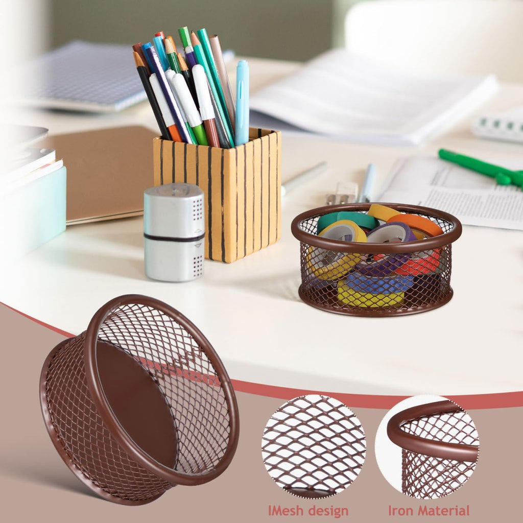 VILLCASE Paper Clip Holder, PaperClip Holders for Desk, Metal Mesh Paperclip Dispenser Organizer Desktop Binder Clip Holder Container for Home Office School, 4pcs