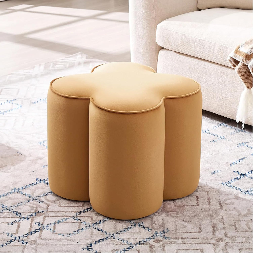 Zesthouse Flower Pouf Ottoman Foot Rest, Velvet Fabric Poofy Ottoman Footstoo...
