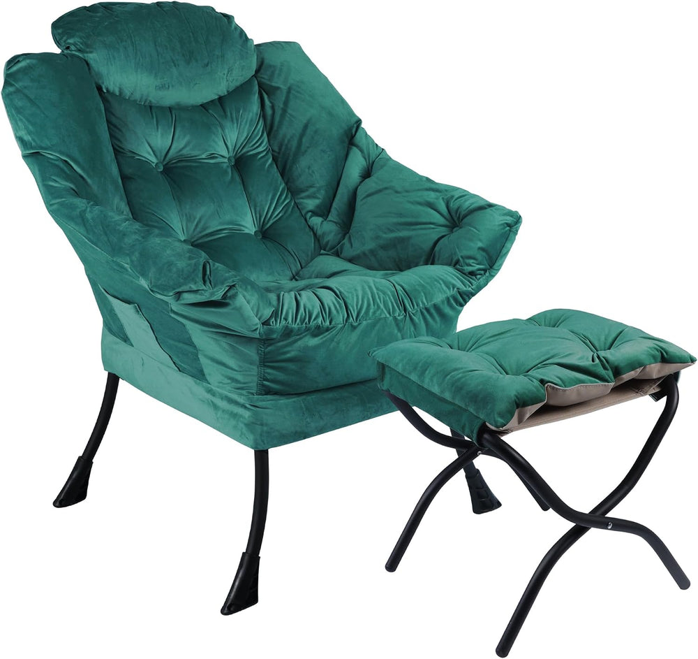 Kokel Lazy Chair with Folding Ottoman,Living Room Chairs, Accent Contemporary...
