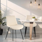 Dining Chairs, Modern PU Leather Dining Room Chair with Sturdy Metal Legs, Upholstered Seat Dinner Chairs Accent Side Chairs for Indoor Kitchen Living Room (Beige, Set of 8)