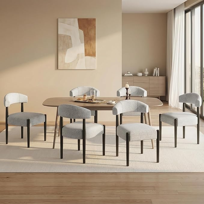 VKNOW Wooden Dining Chairs Set of 4, Modern Upholstered Dining Room Chairs wi...