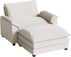 Homall 40" Modular Sectional Sofa, Single Sofa Couch with Reversible Ottoman, DIY Combination Chenille Deep 1-Seat Cloud Couch for Living Room, Apartment (White, Single Sofa Chair)