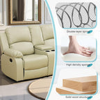 Recliner Sofa Set Couches for Living Room Chair Recycled Leather Fabric Living Room Furniture Sets, Adjusted Loveseat Reclining Couch Furniture Sofa Set for Theater Seating, Beige