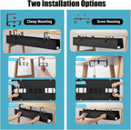 Oxford Cloth Under Desk Cable Management Tray,No-Drill 48" Desk Cable Management Organizer with Clip/Screw Installation,Holds Up to 70 lbs,Fabric Cable Management for Home,Office & Gaming Computer