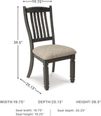 Signature Design by Ashley Tyler Creek Dining Room Upholstered Side Chair, 2 Count, Solid Wood, 19.25" H, Black and Grayish Black