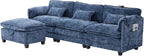 Ball & Cast Modular Sectional Sofa,L Shaped Couch with Movable Storage Ottoman,Chenille Upholstered Sofa W/USB Charging Port,Phone Holder and Side Pocket,for Living Room,Apartment,Navy,109"