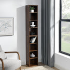 8-Tier CD Storage Cabinet, Slim DVD Shelf Narrow Bookshelf, Disassembled CD DVD Media Tower Rack with Adjustable Shelves for Home Office 11.6l'' x 9.25w'' x 70.8h'' Walnut