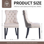 Velvet Dining Chairs Set of 6, High-end Tufted Upholstered Dining Chair with Back Ring Pull, Nailhead Trim and Solid Wood Legs, Modern Dining Room Chairs for Dining Room, Beige &Patterned