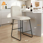 Bar Stools Set of 3, 26" Counter Height Bar Stools with Back, Modern Linen Fabric Upholstered Barstools with Metal Frame & Footrest for Kitchen Island, Home Bar,Beige