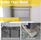 Aivituvin Storage Shed Outdoor Storage Cabinet Upgraded with All Arounded Metal Frame, Wooden Floor and Adjustable Shevels 55" L x 29" W x 67" H, Off-White