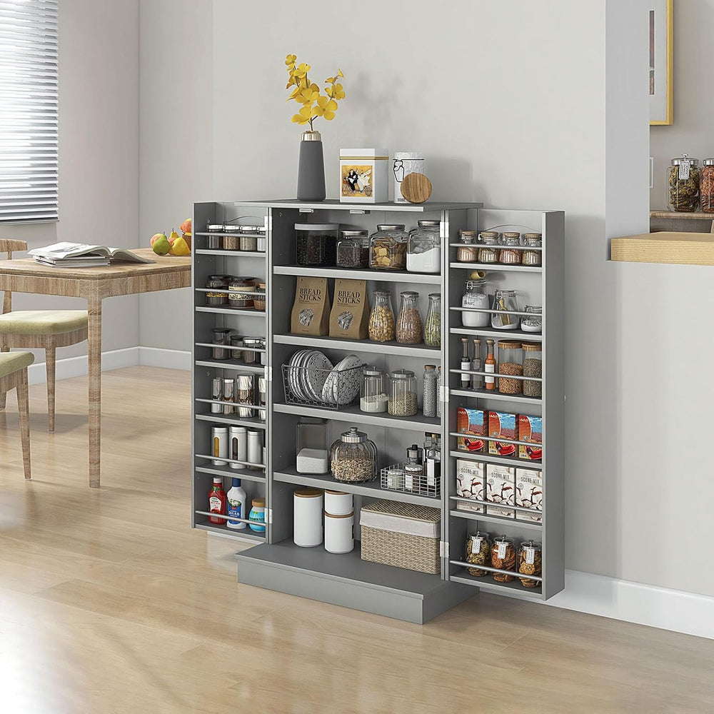 41" Kitchen Pantry Storage Cabinet, Freestanding Kitchen Cabinet with 12...