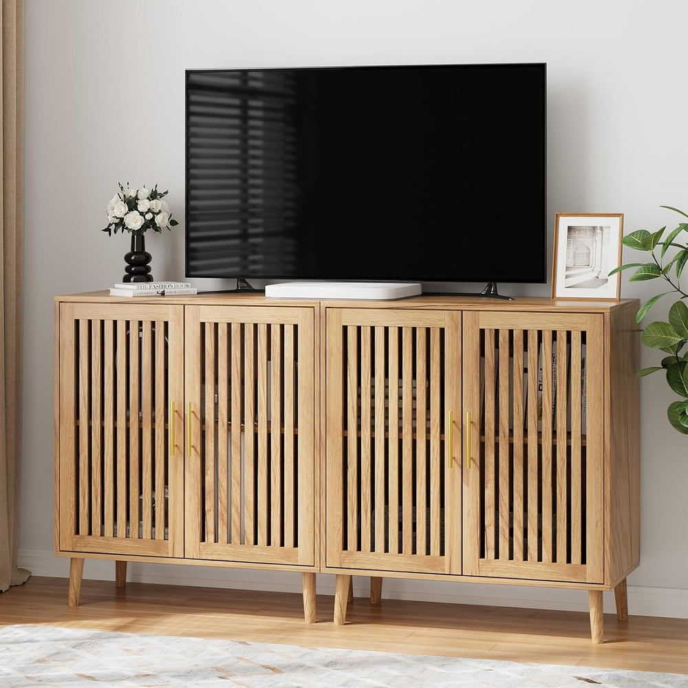 Buffet Cabinet with Storage,Sideboard with Grille Doors&Adjustable Shelf,...