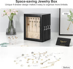 DesignSter Jewelry Box Organizer, Jewelry Box for Women, PU Jewelry Organizer Display Case with Side Drawers, Jewelry Storage for Earring Necklace Ring Bracelet Watch