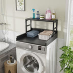 Washer Dryer Countertop with Shelf, 27.5″D x 27.5″W x 16.7″H, Countertop for Washer and Dryer Top with Non-Slip Pads and Edge Rails, Laundry Room Storage and Organization(Black)