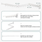 Wall Mounted Clothes Drying Rack, Collapsible, Folding, Retractable - Clothes Hanging Rack (Hooks, White)
