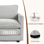 ROWHY Single Armchair with Ottoman, Modern Corduroy Cloud Couch with Convertible Chaise, Upholstered Sofa Set for Living Room, Light Grey