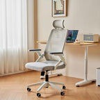 Ergonomic Swivel Task Chair High Back Home Desk Chair Computer Office Chair Mesh Rolling Work Chairs with Headrest and Lumbar Support Grey