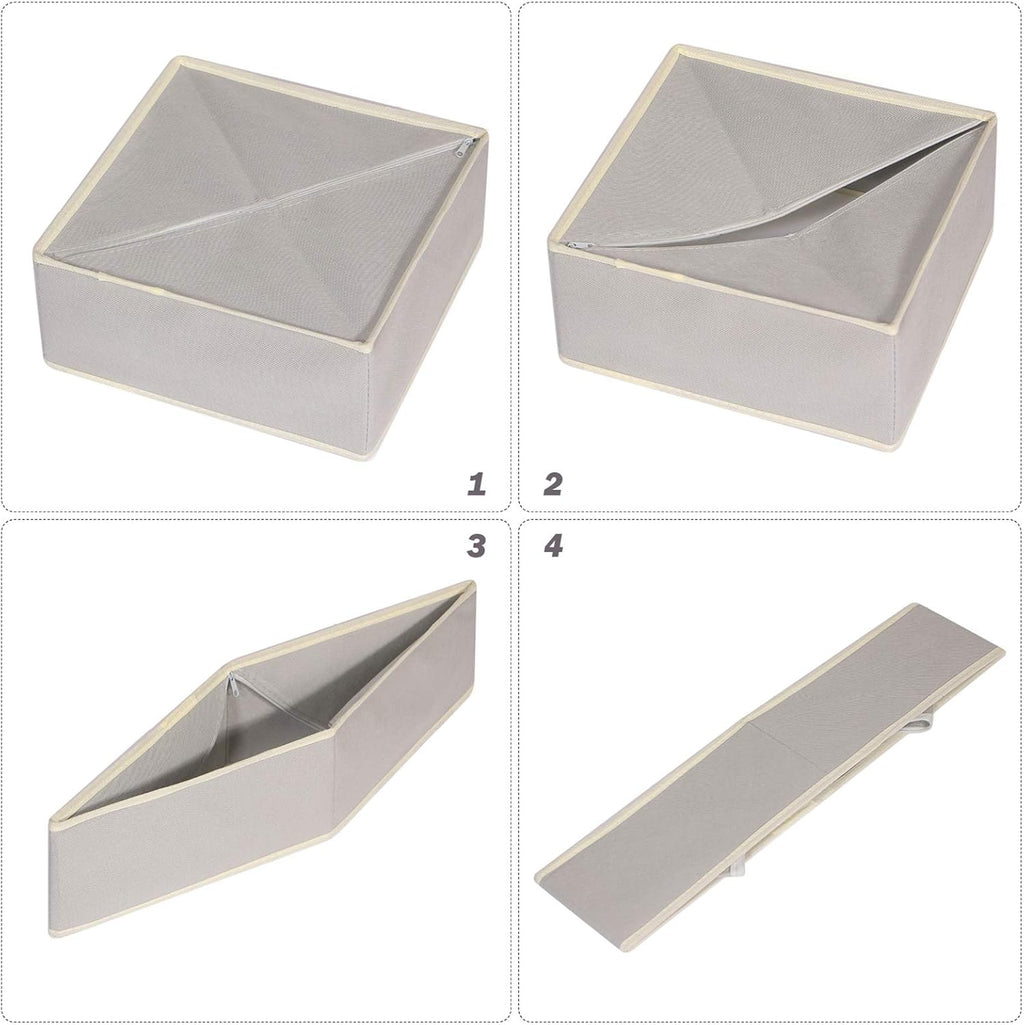 DIOMMELL Set of 4 Foldable Cloth Storage Box Closet Dresser Drawer Organizer Fabric Baskets Bins Containers Divider for Clothes Underwear Bras Socks Lingerie Clothing, Grey 22-0000