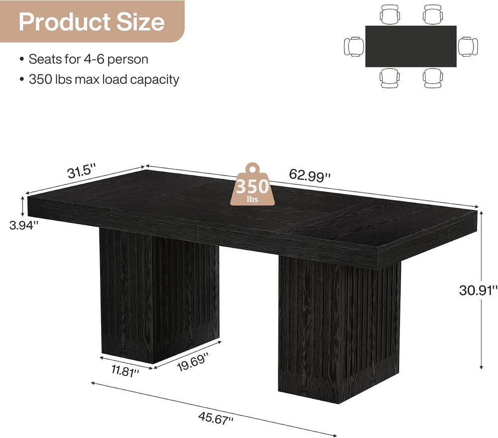 Tribesigns Dining Table for 4-6 People, 63 Inch Modern Rectangle Kitchen Tabl...