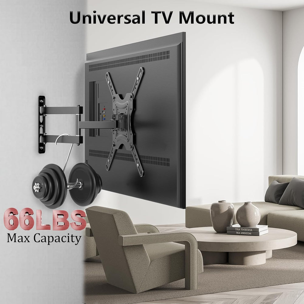 Full Motion TV Wall Mount, Corner Wall Mount Bracket with Swivel Tilt Arm, Fi...