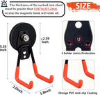 ULIBERMAGNET Heavy Duty Magnetic Garage Hooks,Strong Large Magnet Hooks for Power Drill,Garden Tools,Hose,Pegboard,Garage, Workshop,2 Pack Magnetic Storage Holder for Indoor Outdoor Hanging(Orange)