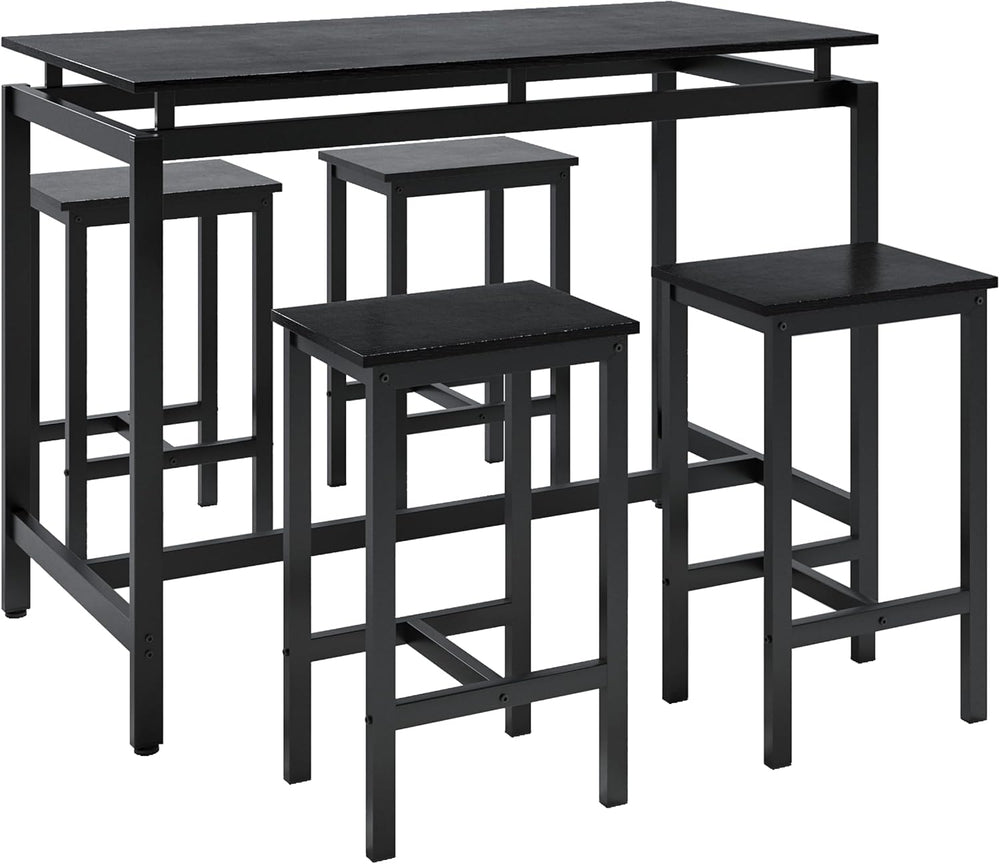 47.2“ 5-Piece Metal Frame Counter Height Dining Table Set for 4, Pub Table | ...