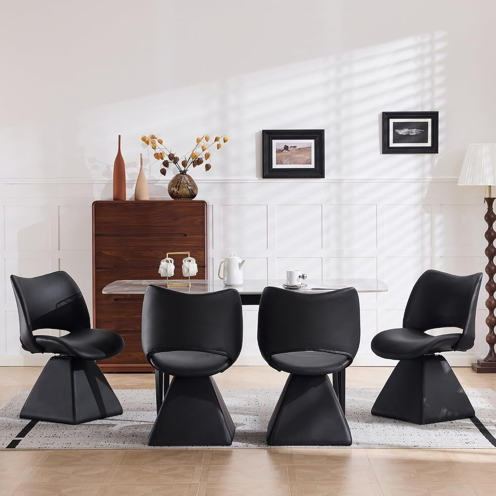 Henf Modern Upholstered Swivel Dining Chairs,Faux Leather Vanity Chair with W...
