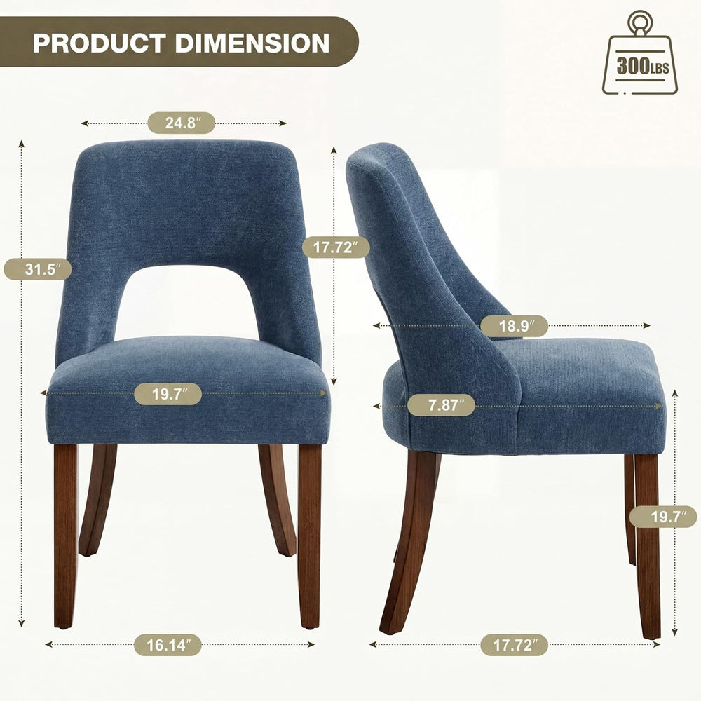 UVV Wooden Dining Chairs Set of 2, Mid Century Upholstered Dining Room Chair ...