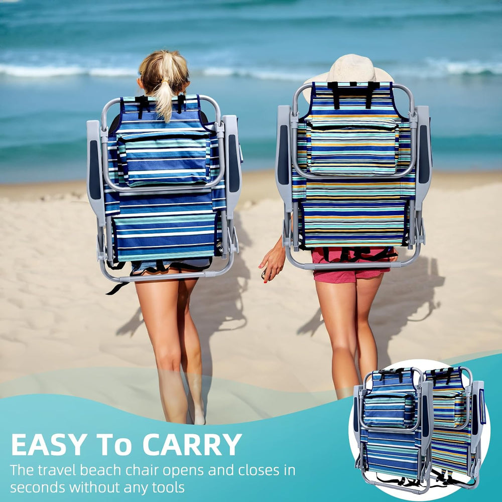 Yestomo Beach Chairs for Adults Heavy Duty, Compact Portable Lay Flat Folding...