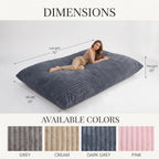 3 in 1 Bean Bag Chair with Memory Foam Filler, Beanbag Chairs for Adult with Washable Cover, Fluffy Oversize Bean Bag Chair Reading Lounger for Bedroom & Living Room (Dark Grey)
