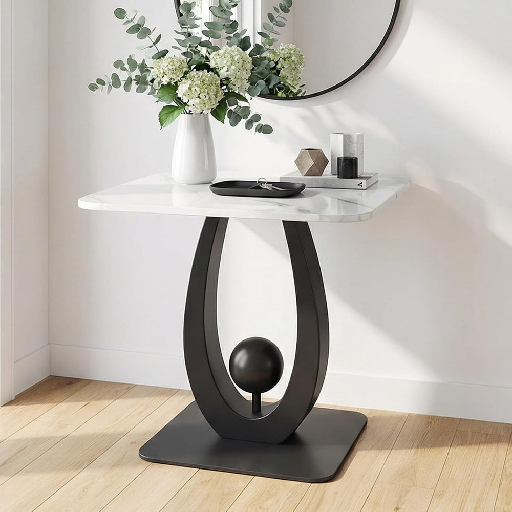 Modern Side Table with Sintered Stone Top, Small End Table with Open Storage ...