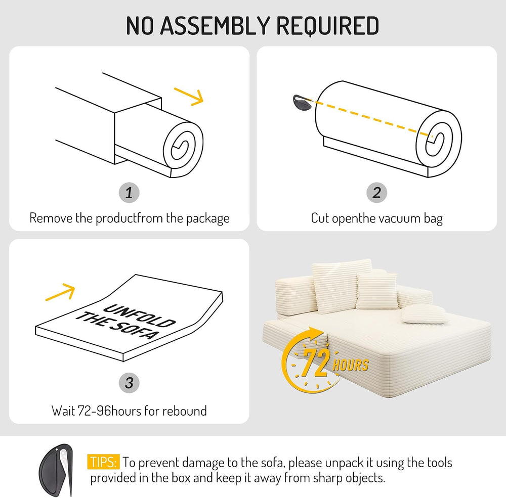 Oversized Chaise Lounge Chair Indoor, 60”,White | Corduroy Convertible Floor ...