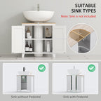 kleankin Pedestal Sink Storage Cabinet, Under Sink Cabinet with U-Shape and Adjustable Internal Shelf, White