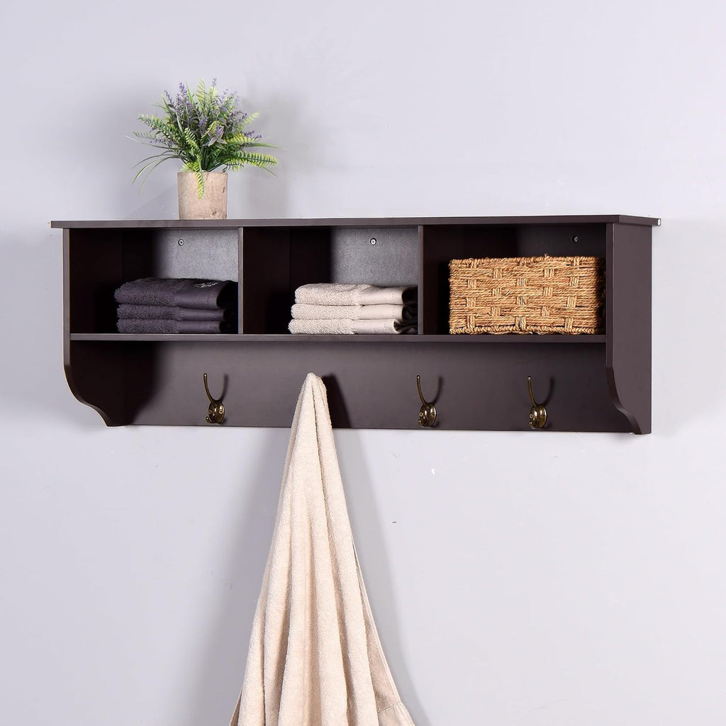 Modern Entryway Wall Mounted Coat Rack, with 4 Dual Hooks Living Room Storage Shelf,for Kitchen Home